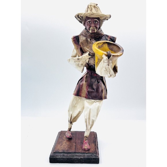 Vintage Set Of 2 Papier-Mâché Paper Mexican Men Dolls 12" ea. Handmade In Mexico - Picture 8 of 13